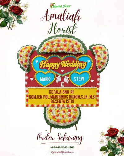 Karangan Papan Bunga Pernikahan di Pering